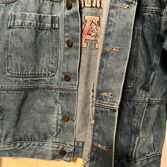 Vintage UARK razorbacks denim jacket, embroidered
